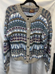 Vintage ALPS Fair Isle New England Damen L Wolle Nordic Cardigan Pullover Mehrfarbig - Bild 1 von 7