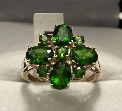 NOVO com etiquetas 3.4G ouro amarelo 10K anel diópsido cromado 3.95ct tamanho 8 - Imagem 1 de 4