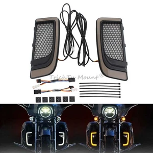 Fairing Lower Grill LED Turn Signal Light DRL For Harley Touring FLHTK CVO 14-23 - Picture 1 of 15