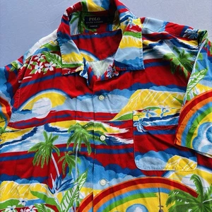 Polo Ralph Lauren XXL Classic Fit Camp Shirt Cruise Ship Hawaiian Print Viscose - Picture 1 of 12