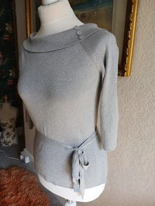 Vintage Wallis Silver Top With Belt Size 12 VGC - Picture 1 of 14