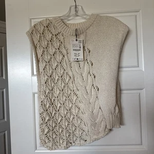 Zara Girls Cream Asymmetrical Hem Sweater Size 13/14, 9/10 Available NWT - Picture 1 of 4