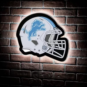 Detroit Lions Helmet 19 In. X 15 In. Plug-In LED Lighted Sign - Picture 1 of 6