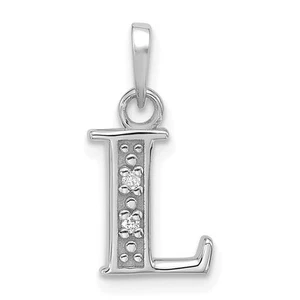 14k White Gold Diamond Letter L Initial Pendant - Picture 1 of 4