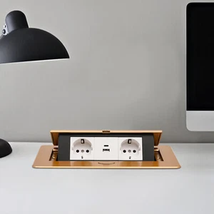 Enchufe empotrado de 2 euros enchufe de mesa compartimento USB tipo C enchufe emergente dorado nuevo - Imagen 1 de 12