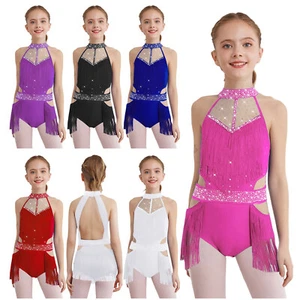 Kids Girls Bodysuit Modern Leotard Show Dress Costume Dancewear Ballet Latin - Picture 1 of 78