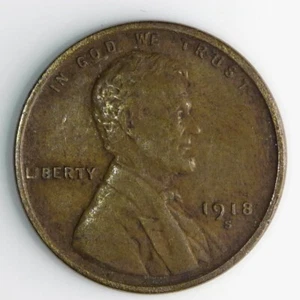 Lincoln Wheat 1918-S un centavo 1c XF Z517 - Imagen 1 de 2