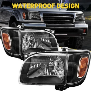 Fits 2001-2004 Toyota Tacoma Black Headlights+Signal Corner Parking Lamps 01-04 - Picture 1 of 12