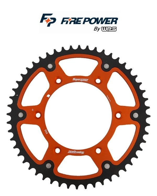 Fire Power by Supersprox Hybrid Orange Black Rear Sprocket 49T KTM 1990 and up - Image 1 of 1