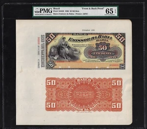 Brazil Face & Back 50 Mils Reis 1890 PS565Bp Proof Uncirculated - Picture 1 of 2