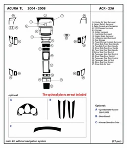 Interior Carbon Fiber Dash Trim Kit for Acura TL w/out navigation sys. 2004-2008 - Picture 1 of 1