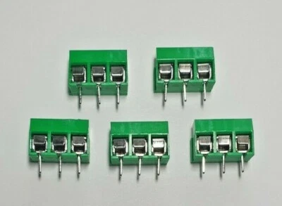 3-Pin Screw Terminal Block Connector - Green 5 Pack - PCB Mount - UK - Free P&P - Image 1 of 3
