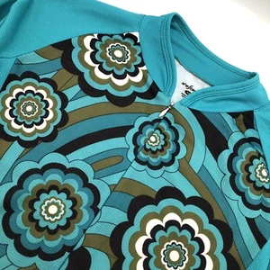She Beest Long Sleeve Cycling Jersey Turquoise Mod Floral Graphics Size Medium - Picture 1 of 11