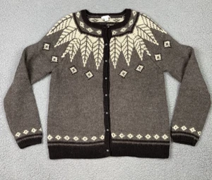 J Jill Cardigan Sweater Small Gray Wildwood Fair Isle Wool Blend Nordic Cozy - Picture 1 of 11