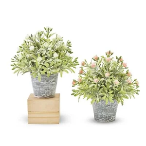 2pcs Small Fake Plants White Pink Mini Potted Artificial Plants Home Office - Picture 1 of 7