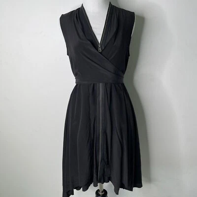 All Saints Women's Black 100% Silk Wrap V-Neck Jayda Dress Size Small - Imagem 1 de 4