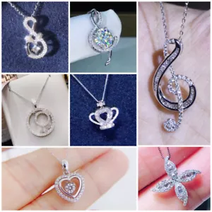 Creative Cubic Zircon Women 925 Silver Filled Necklace Pendant Wedding Jewelry - Picture 1 of 30