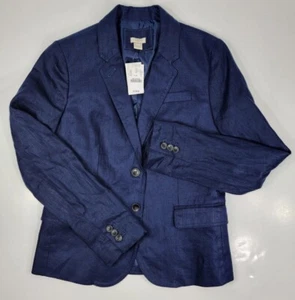 NUOVO J. Blazer Crew Scuola Ragazzo 100% Lino Blu Scuro Funzionante Polsini Donna 6 Nuovo con etichette - Foto 1 di 15