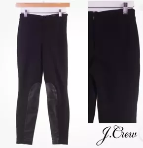 J. CREW The Gigi Pants Ponte Leggings Black Real Leather Trim Size 6 - Picture 1 of 11