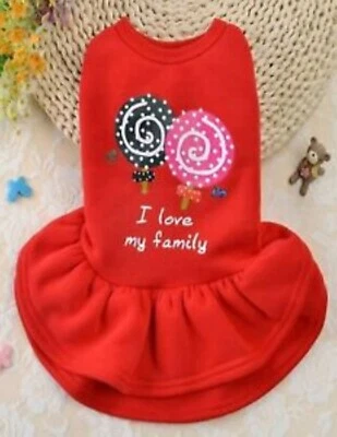 Camiseta de vestir con volantes de vellón "I Love My Family" para perro-gato/mascota/cachorro ropa superior Foto 1 de 3