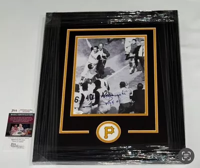 BILL MAZEROSKI SIGNED FRAMED 8X10 PITTSBURGH PIRATES 1960 HOME RUN JSA COA - Image 1 of 2