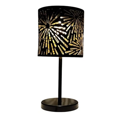 Firefly Patterned Metal Solar Desk Lamp Warm LED Light 26cm Outdoor Table Lamp - Image 1 of 4