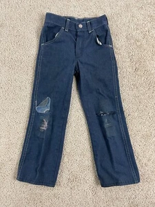 Wrangler Denim Jeans Boys 20x18 Regular Fit Straight Leg Distressed Pockets Blue - Picture 1 of 15