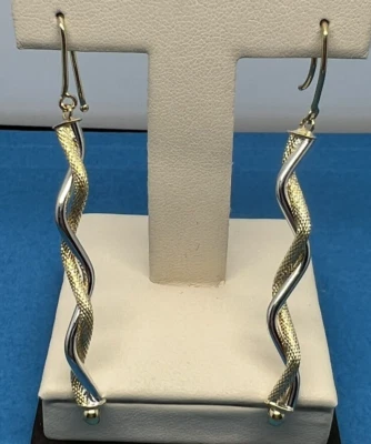 14k Two-Tone Hanging Earrings With A Shepard Hook Closure - 3.6 grams - Image 1 of 4