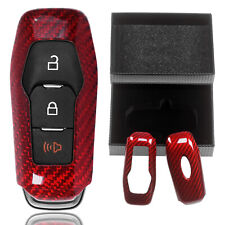 Auto Schlüssel Hülle CARBON OPTIK Rot für FORD Ranger Puma Transit Tourneo