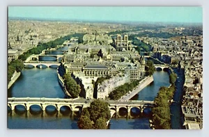Postcard Airplane Pan Am American Airways France Paris River Seine 1960s Chrome - Picture 1 of 2