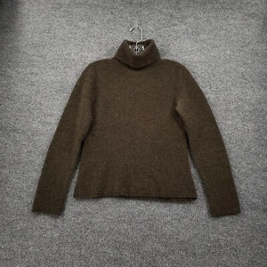 Eddie Bauer Sweater Womens S Small Green Fine Italian Merino Wool Turtle Neck - Picture 1 of 9