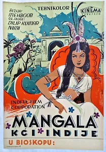MANGALA INDIANO KUMAR MEHBOOB 1951 RARO POSTER FILM EXYUGO HINDI INDIA BOLLYWOOD - Foto 1 di 2