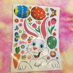 Decorative Easter Window Clings Decals 12 New Sheets Bunnies Eggs Flowers & More - Picture 1 of 13