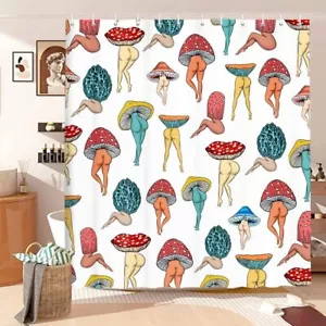 Funny Mushroom Butt Shower Curtain, Fun Cute Sexy Butt 70S 80S Fabric Curtains f - Picture 1 of 2