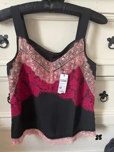 Going Out Sisley Black Pink Lace Cami Top XS - Picture 1 of 5