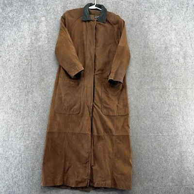 Jaqueta de Couro Masculina Vintage Adventure Bound Wilsons S Marrom T Snap Trench Coat Anos 90 - Imagem 1 de 4