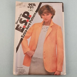 Simplicity ESP 9974 Vintage Sewing Pattern Misses Unlined Blazer Size 16 18 20 - Picture 1 of 3