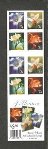 #3490e 34c 4 FLOWERS ISSUE BOOKLET OF 20 UNFOLDED - Picture 1 of 2
