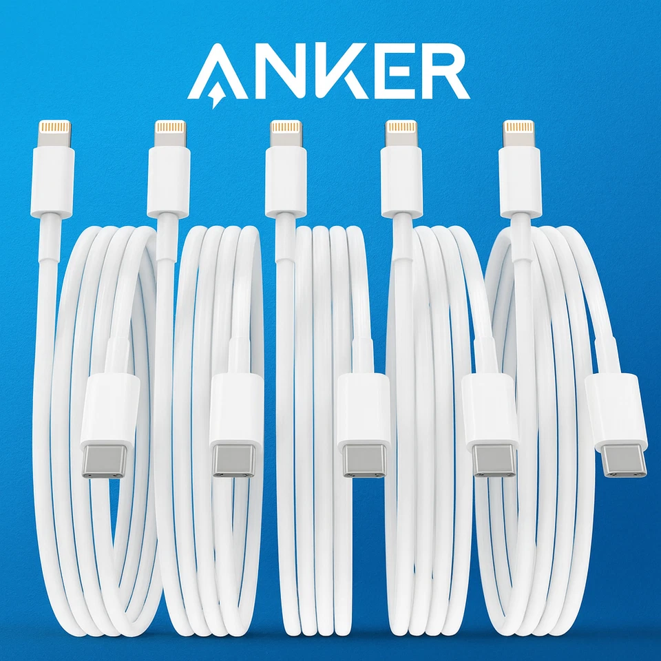 5X Anker USB-C to Lightning Cable 1M MFi Certified Fast Charging for iPhone NEW - Image 1 of 4