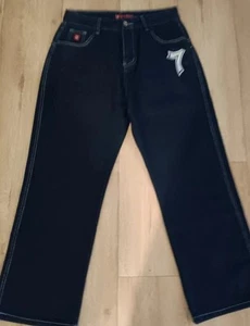 Vintage JNCO Jeans Dark Blue Lucky 7 Dice 27" Waist x 27" Inseam - Picture 1 of 6