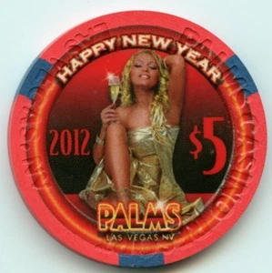 $5 Palms Buon Anno 2012 LE Chip Las Vegas 2011 Obsoleto - Foto 1 di 2