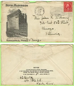 Werbung Hotel Radisson 6. Januar 1924 Minneapolis MN - Bild 1 von 1