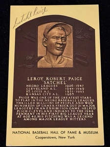 Satchel Paige Signed Autographed HOF Hall of Fame Plaque Postcard JSA LOA - Picture 1 of 3