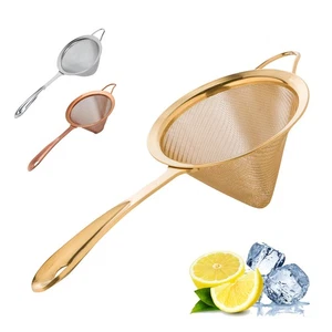 Gold Fine Mesh Cocktail Strainer, 304 Stainless Steel Conical Sieve, Elegant ... - Picture 1 of 8