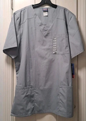 Blusa Médica Cherokee Workwear Unisex Grande Alta Cuello en V 4701 Gris Manga Corta Foto 1 de 4
