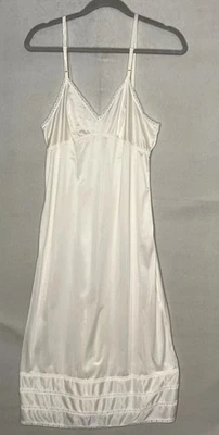 Lorraine Slip Vintage 100% Nylon Off White Size Tall 34 Full Dress Lace - Image 1 of 4