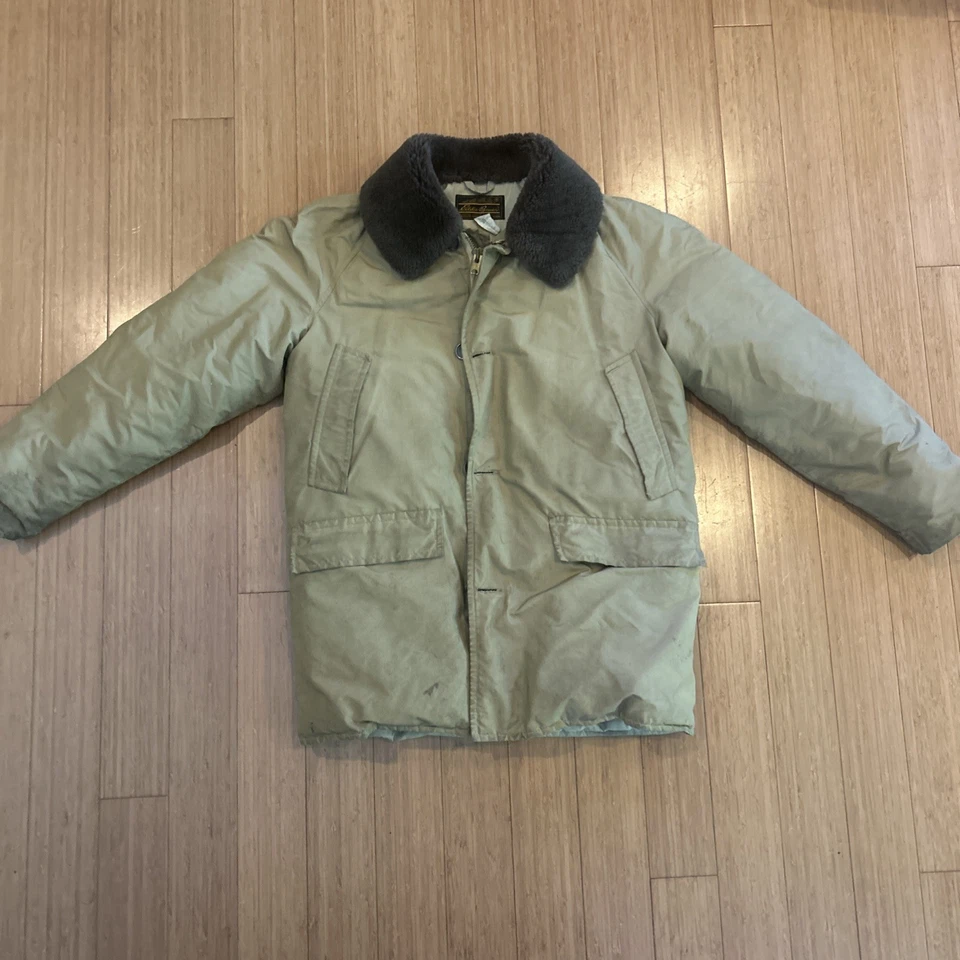 CHAQUETA PARKA VINTAGE AÑOS 90 EDDIE BAUER DOWN STADIUM Abrigo de Granero Cuello de Piel HOMBRE M Foto 1 de 4