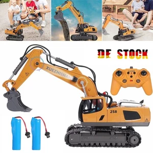 Ferngesteuerter Bagger Spielzeug RC Bagger mit Metall Schaufel Lichtern & Sound. - Bild 1 von 17