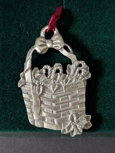 NEW Vintage 1986 Longaberger Pewter Candy Cane Basket Christmas Ornament - Picture 1 of 9