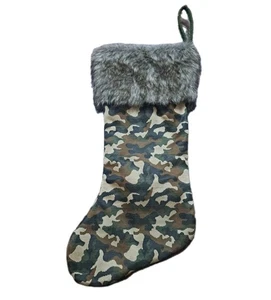 Medias de Navidad 18" camuflaje imitación piel adornos vacaciones militares regalo juguetes chimenea - Imagen 1 de 8